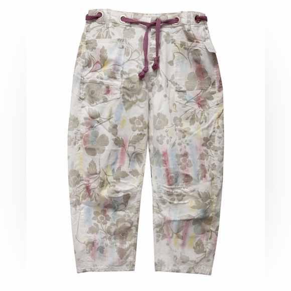 $248! Free People Moxie Printed Flocked Barrel Jeans Floral Ivory 28 NEW - Picture 4 of 5